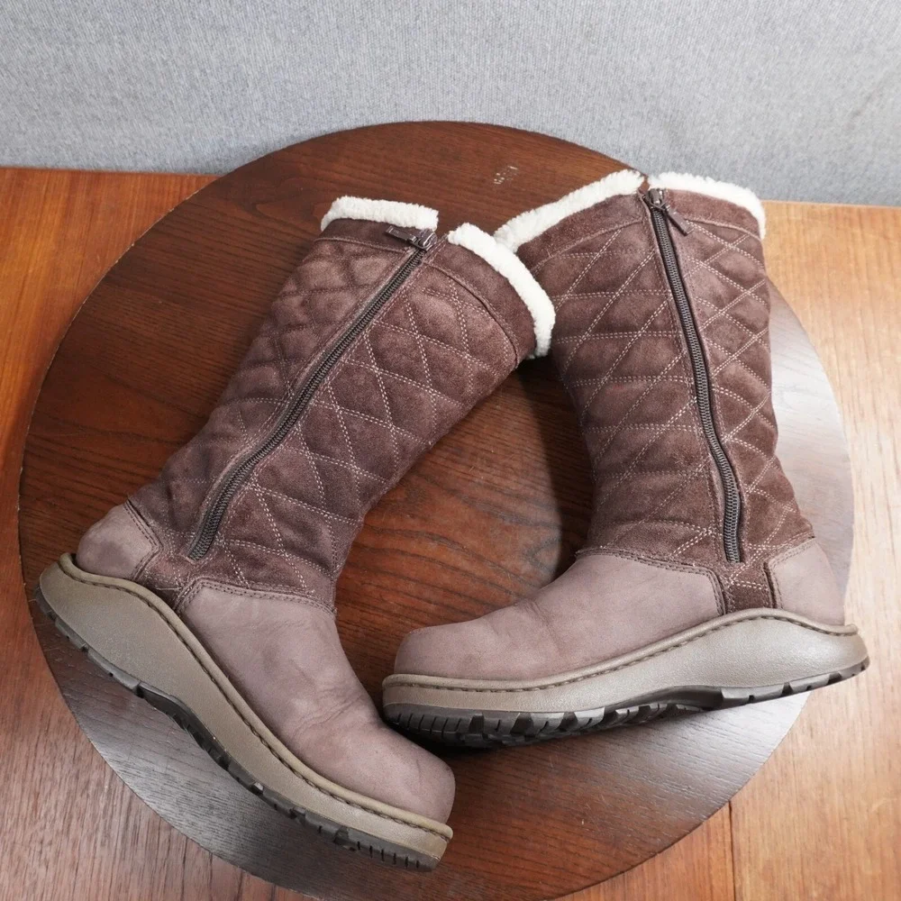 Chaco Arbora Boots Women's‎ 6 Brown Leather Quilted Shearling Waterproof Winter